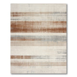 Distressed Beige Grey Striped Area Rug