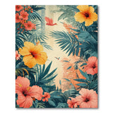 ODIKA Tropical Hibiscus Floral Washable Rug - Low Pile Non-Slip Area Rug