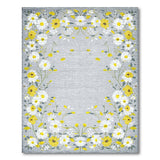 Grey Daisy Border Floral Area Rug
