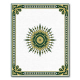 Ornate Green Gold Sunburst Area Rug