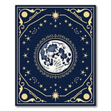 Celestial Full Moon Stars Navy Area Rug