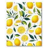 Zesty Lemon Slices Leaves Pattern Area Rug