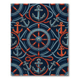 Nautical Anchors Ship Wheel Area Rug