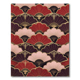 Red Pink Gold Art Deco Fan Pattern Area Rug