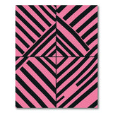 Bold Pink Black Geometric Stripe Area Rug