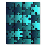 Teal Jigsaw Puzzle Geometric Area Rug