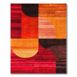 Bold Abstract Geometric Area Rug in Red Orange