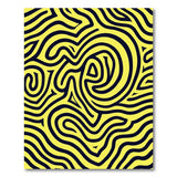Vibrant Yellow Black Wave Geometric Rug