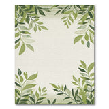 Floral Vintage Lush Green Leaf Border Area Rug