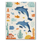 Dolphin Ocean 'AR' Alphabet Kids Area Rug