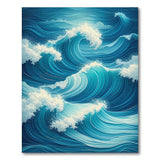 Blue and Teal Dynamic Ocean Waves Blue Teal Area Rug