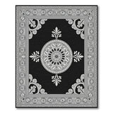 Ornate Black White Persian Medallion Traditional Persian Rug