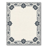 Black and White Ornate Black Floral Border Area Rug