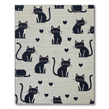 Cute Black Cats Hearts Pattern Area Rug