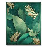 Emerald Green Gold Leaf Foliage Area Rug