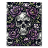Purple Floral Skull Area Rug