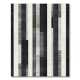 Black and White Distressed Black White Vertical Stripe Area Rug