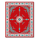 Red Teal Traditional Persian Floral Area Rug