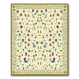 Vintage Floral Garden Rug with Butterflies Bees