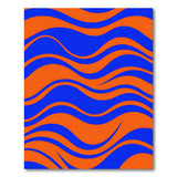 Vibrant Blue Orange Wavy Geometric Area Rug
