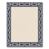Beige Area Rug with Ornate Black Floral Border