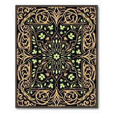 Ornate Gold Green Floral Area Rug