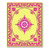 Pink Floral Starburst on Sunny Yellow Rug