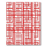 Red Geometric Grid Area Rug