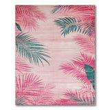 Pink Palm Frond Coastal Area Rug