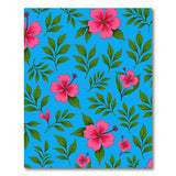 Vibrant Pink Hibiscus on Turquoise Area Rug
