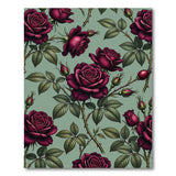 Vintage Burgundy Rose Floral Area Rug