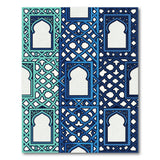 Teal Blue Moroccan Arch Lattice Rug