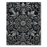 Grey Ornate Baroque Grey Area Rug