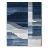 Navy Blue Abstract Wave Stripe Area Rug