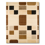 Modern Geometric Beige Neutral Block Rug