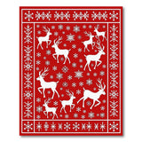 Festive Reindeer Snowflakes Red Area Rug