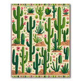 Southwestern Desert Cactus Garden Rug