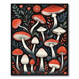 Whimsical Red Mushroom Forest Multi-color and Patterns Area Rug