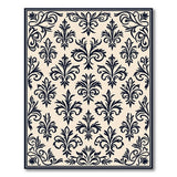 Elegant Fleur-de-Lis Black Ivory Area Rug