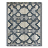 Grey Navy Geometric Lattice Woven Area Rug
