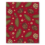 Red Pinecone and Fern Pattern Area Rug