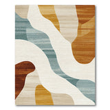 Abstract Wave Area Rug in Teal Terracotta Cream