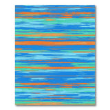 Vibrant Blue Teal Orange Striped Area Rug