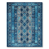 Indigo Teal Geometric Heritage Tribal Area Rug