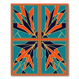 Bold Teal Orange Geometric Burst Area Rug
