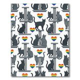 Cute Grey Cats Rainbow Hearts Washable Area Rug