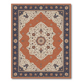 Medallion Blue and Teal Navy Blue Traditional Persian Medallion Rug