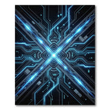 Futuristic Neon Blue Circuit Area Rug