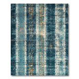 Blue Teal Distressed Striped Area Rug