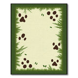 Woodland Paw Tracks Green Border Rug
